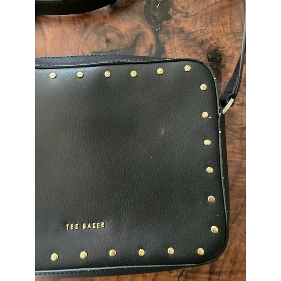 NWT Ted Baker London Black Leather  Karsynn Studded Camera Bag Crossbody Purse‌ - Picture 6 of 11